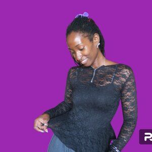 H&M Divided all over see through lace lacey top zip neckline in black size 4